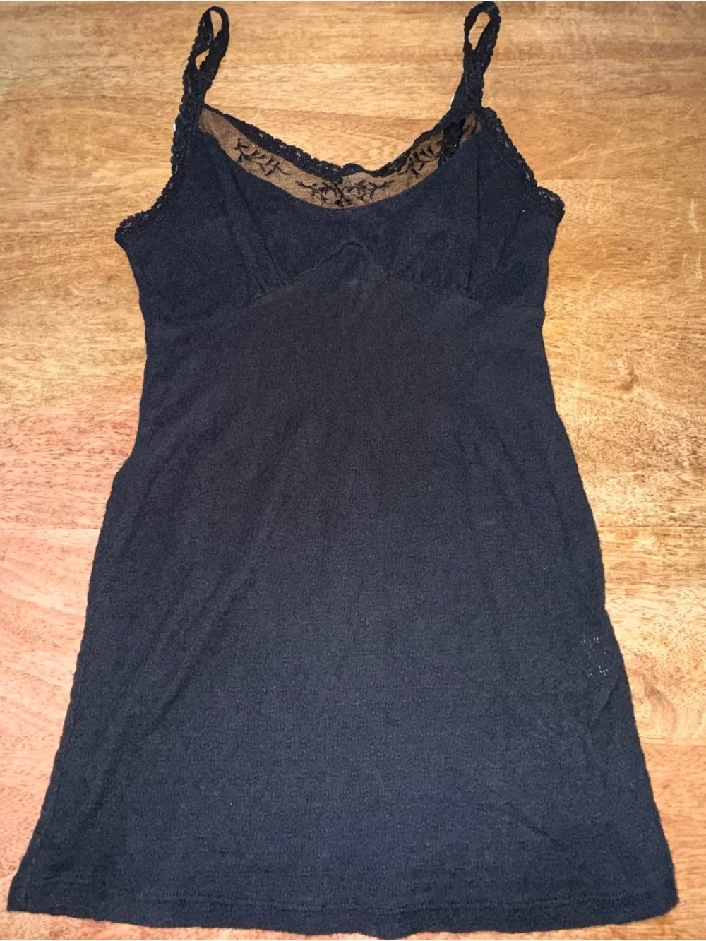 Free People. Black Cotton Lace/Pointelle Cami Tank. Size Small.